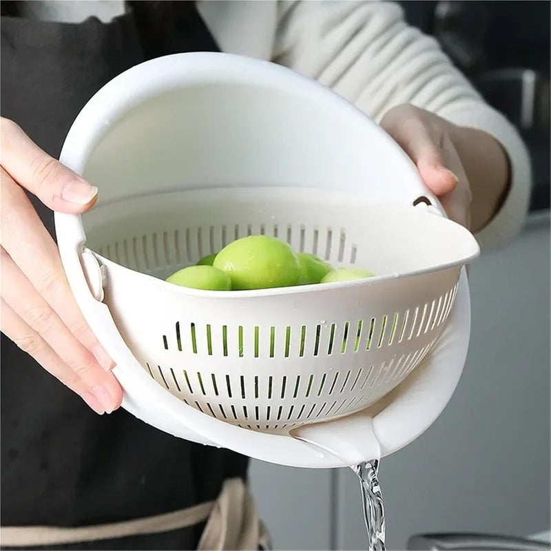 Kitchen Accessories Double Drain Basket Bowl Fruit Vegetables Washing Colanders Tools Spaghetti Drainer(Gray-1) - Image 4