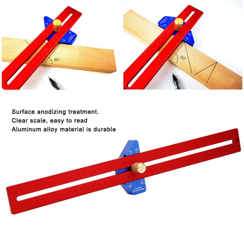 Aluminum Alloy Woodworking Ruler 400mm Precision Line Locator Measuring Tool - Image 4
