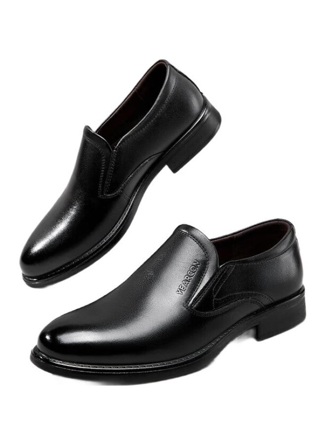 YEARCON Men'S Simple Business Casual Leather Shoes, Comfortable For Commuting And Work, Best Man Groom Wedding Shoes 96356W Black Size 39 - Image 2