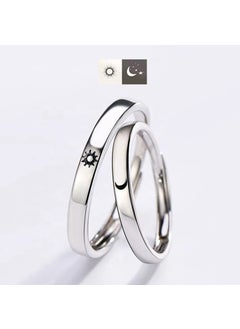 The Collection Moon and Star Couple Wedding Ring Set of 2 Silver Plated Adjustable Rings  - Image 1