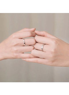 The Collection Moon and Star Couple Wedding Ring Set of 2 Silver Plated Adjustable Rings  - Image 4