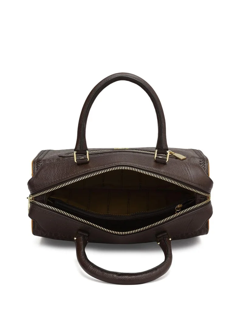 Da Milano Genuine Leather Brown Satchel Bag