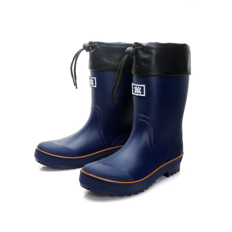 RIUETAR Rain Boots for Men, Waterproof Warm Rubber Boots Mens Garden Boots, Comfort Mid-Calf Lightweight Adjustable Raining Shoes, Elastic Chelsea Ankle Rain Boots Fishing Shoes for Yard Farm Outdoor Work - Image 1