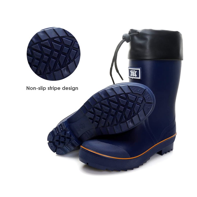 RIUETAR Rain Boots for Men, Waterproof Warm Rubber Boots Mens Garden Boots, Comfort Mid-Calf Lightweight Adjustable Raining Shoes, Elastic Chelsea Ankle Rain Boots Fishing Shoes for Yard Farm Outdoor Work - Image 4
