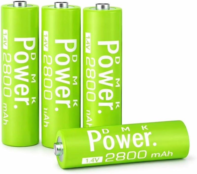 بطاريات DMK POWER القابلة لإعادة الشحن من نوع AA، بطاريات عالية السعة 2800 مللي أمبير 1.2 فولت NiMH ذات تفريغ ذاتي منخفض (أبيض، 8 قطع) - Image 1