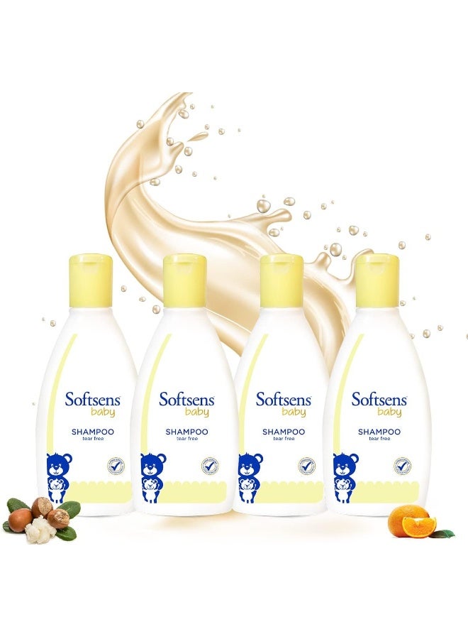 Softsens Baby Shampoo - Baby Tear Free Gentle Cleansing Shampoo with Orange & Castor Oil, 200ml (Pack of 4) - Image 1