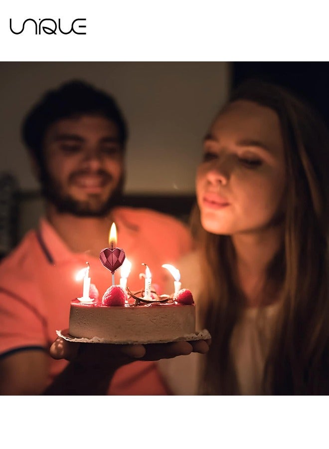 يونيك 5 حزمة شموع عيد ميلاد على شكل قلب ، الإبداعية 3D شمعة رومانسية كعكة الديكور اللوازم للأطفال الكبار ، متعدد الألوان كعكة توبر الشموع لحفل زفاف عيد ميلاد - Image 3