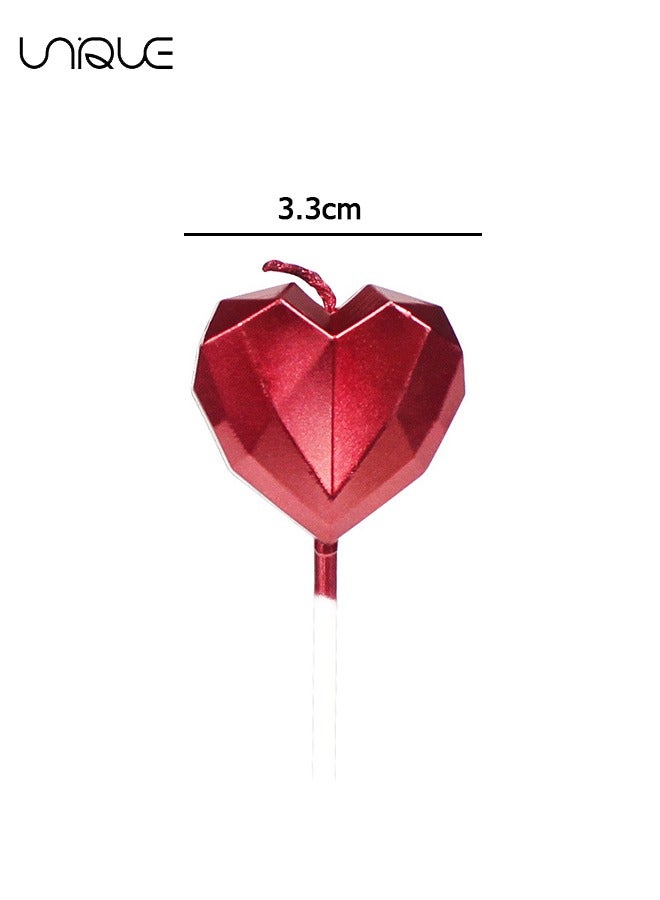 يونيك 5 حزمة شموع عيد ميلاد على شكل قلب ، الإبداعية 3D شمعة رومانسية كعكة الديكور اللوازم للأطفال الكبار ، متعدد الألوان كعكة توبر الشموع لحفل زفاف عيد ميلاد - Image 2