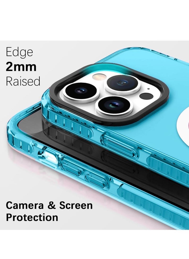 Techie - Apple iPhone 16 Pro Max MagSafe Trendy Neon Clear Color Vibrant Fluorescent Design Case Shockproof Cover with Transparent Design, Enhanced Grip and Camera Lens Protection Frame - Blue - Image 1