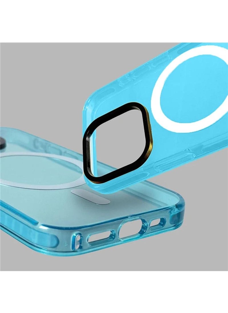 Techie - Apple iPhone 16 Pro Max MagSafe Trendy Neon Clear Color Vibrant Fluorescent Design Case Shockproof Cover with Transparent Design, Enhanced Grip and Camera Lens Protection Frame - Blue - Image 1