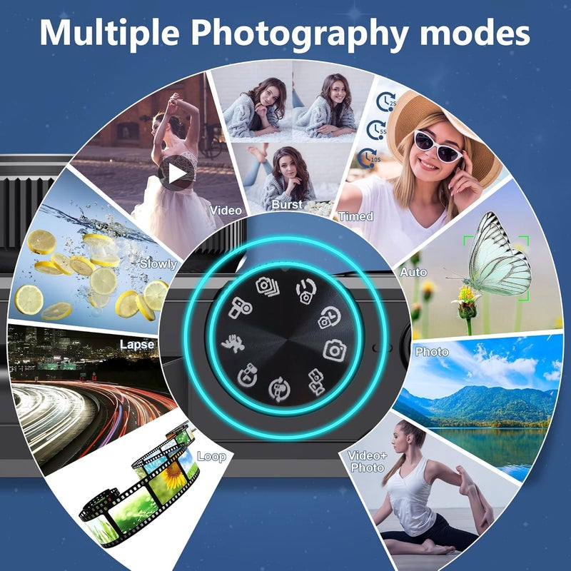 Bewinner 5K Digital Camera for Photography, Vintage 75MP Camera, 3Inch 180 Flip Screen Autofocus Video Cameras with 18X Zoom for Travel YouTube (White) - Image 4
