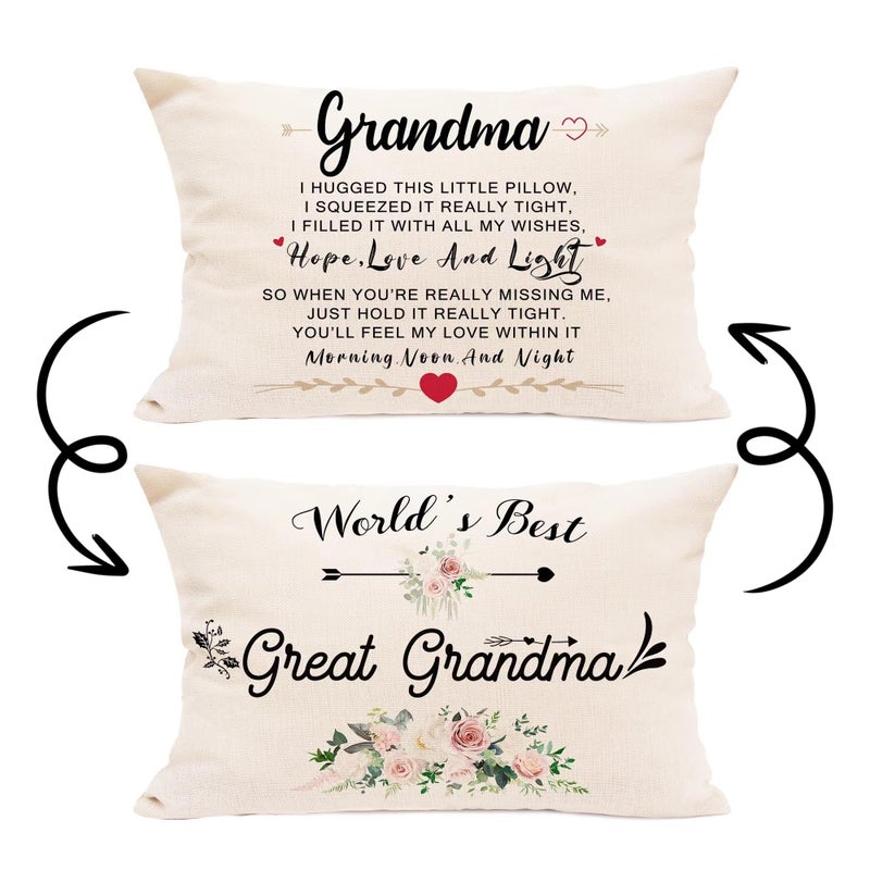 Unibyby Unibyby Grandma Gifts Pillow Cover 20x12 Inch  Grandma Birthday Gifts Lumbar Pillow Cover Two Sided Printing  Great Grandma Gifts from Grandchildren  Nana Gifts from Granddaughter Grandson