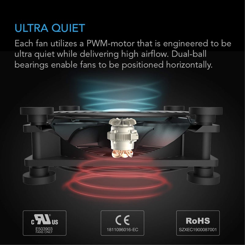 AC Infinity مروحة AC Infinity MULTIFAN S3، مروحة USB هادئة 120 مم، معتمدة من UL لتبريد أجهزة الاستقبال DVR بلاي ستيشن إكس بوكس كمبيوتر خزانة - Image 4