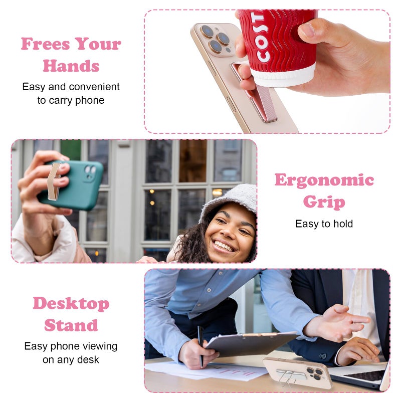 Ymapinc Phone Strap Grip Holder, Phone Finger Strap Slim Adhesive Flat Cellphone Stand Handle Kickstand Case with Elastic Finger Loop for Most Smartphones and Cell Phone Case - Image 3