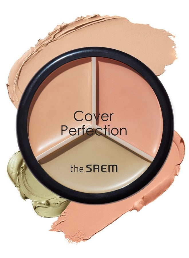THESAEM THE SAEM Cover Perfection Triple Pot Concealer - 3 Color Concealer with Clear Beige, Green & Peach Shades - Full Coverage Concealer to Correct & Conceal Redness, Dark Circles, 01 Correct Beige - Image 1