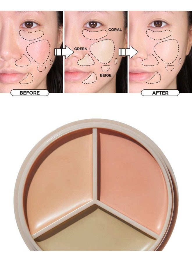 THESAEM THE SAEM Cover Perfection Triple Pot Concealer - 3 Color Concealer with Clear Beige, Green & Peach Shades - Full Coverage Concealer to Correct & Conceal Redness, Dark Circles, 01 Correct Beige - Image 5