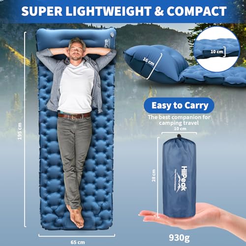 HiiPeak Sleeping Pad for Camping- Ultralight Inflatable Sleeping Mat with Built-in Foot Pump & Pillow, Upgraded Compact Camping Air Mattress for Tent, Backpacking, Hiking - Image 2