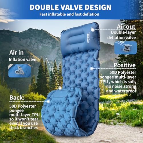 HiiPeak Sleeping Pad for Camping- Ultralight Inflatable Sleeping Mat with Built-in Foot Pump & Pillow, Upgraded Compact Camping Air Mattress for Tent, Backpacking, Hiking - Image 5