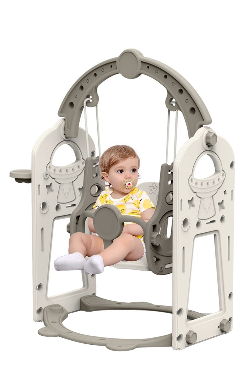 Amoyls Toddler Swing Set with Basketball Hoop, 3 Adjustable Heights, Fixed Arc Beam, Safe, Indoor & Outdoor Play Set  - Image 1