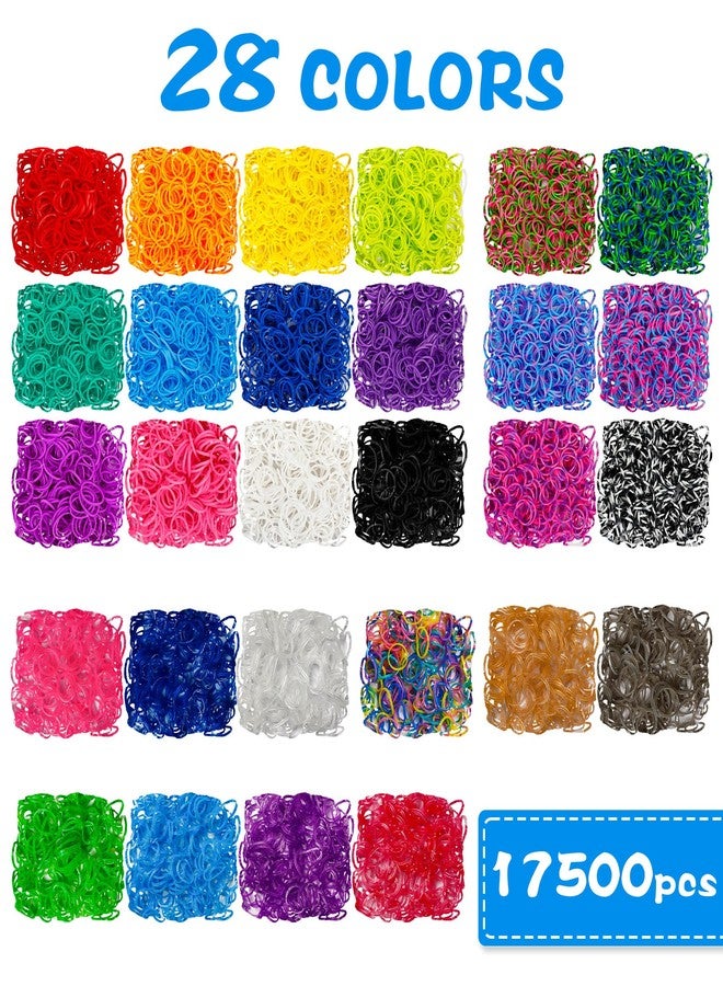 INSCRAFT 17500+ Rubber Loom Bands with 3 Layer Deep Blue Container, 28 Colors, 600 S-Clips, 352 Beads, 40 Cartoon Pendant, Bracelet Making Refill Kit for Kids - Image 3