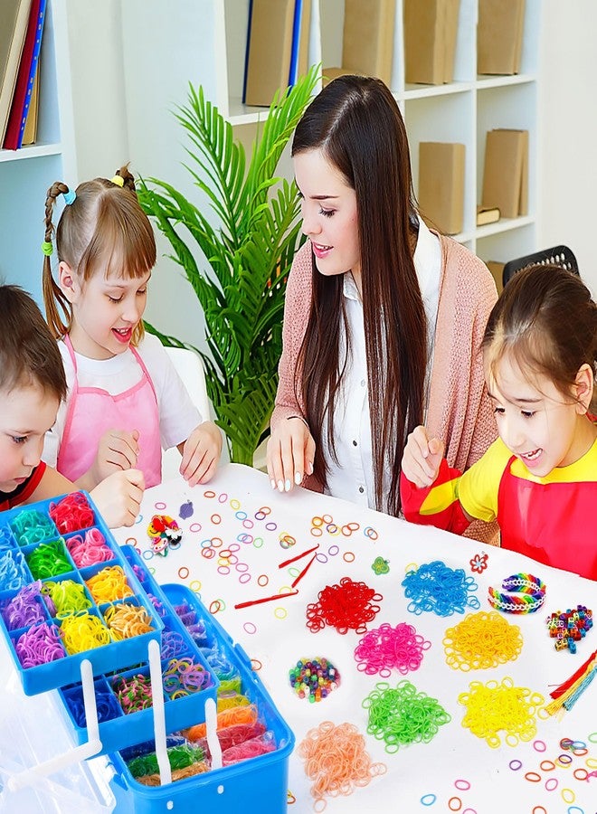 INSCRAFT 17500+ Rubber Loom Bands with 3 Layer Deep Blue Container, 28 Colors, 600 S-Clips, 352 Beads, 40 Cartoon Pendant, Bracelet Making Refill Kit for Kids - Image 4