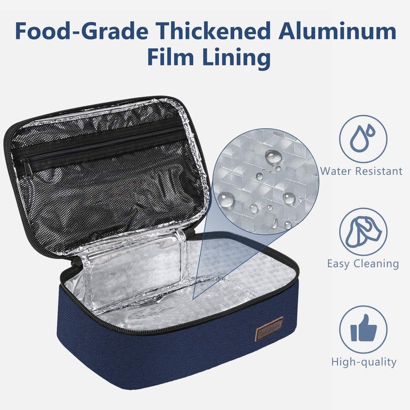 Gloppie Mini Lunchbox Small Lunch Bag for Men Women Insulated Lunch Box Thermal Lunch Boxes Adult Portable Cooler Bags Reusable Snack Bag, Blue - Image 5