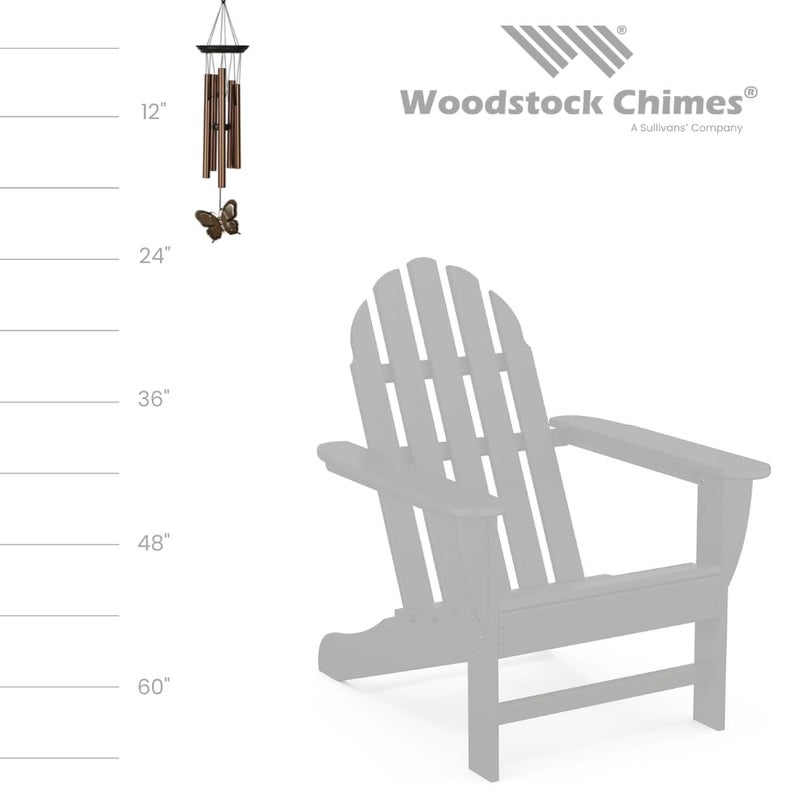 Woodstock Chimes Woodstock Wind Chimes My Butterfly Chime, Bronze Aluminum Tubes, Small 21-Inch, Light Airy Sound Wind Chime for Outdoor Decor for Garden - Image 3