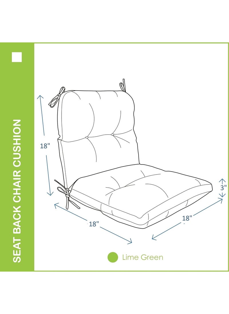 milliard MILLIARD Outdoor Indoor SeatBack Chair Tufted CushionAllWeather Patio Chair Cushion with Tiesfor Patio Furniture Lime Green  - Image 2