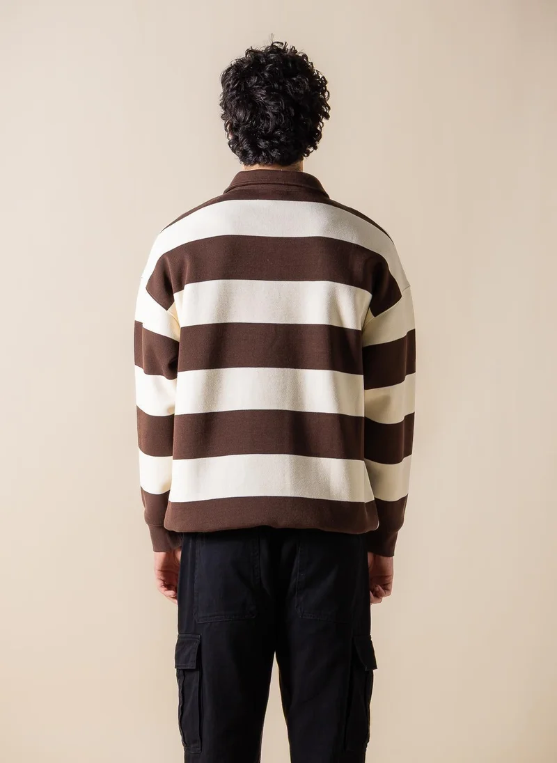 SHAPES DETAILED POLO SWEATSHIRT