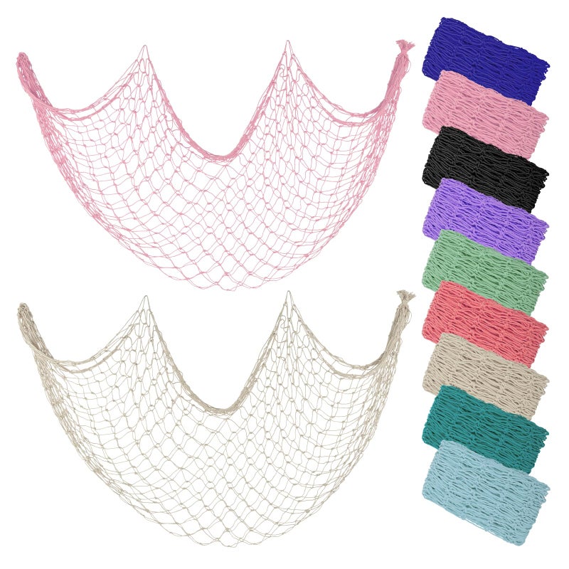 ZUEXT Fishing Nets Light Pink/Beige 80x40 Inch  2PCS Picture Fish Net  Cotton Mermaid Net for Hawaiian Nautical Beach Party  Fishnet Photo Display  Sea Themed FishNet Decor Balloon Net - Image 1
