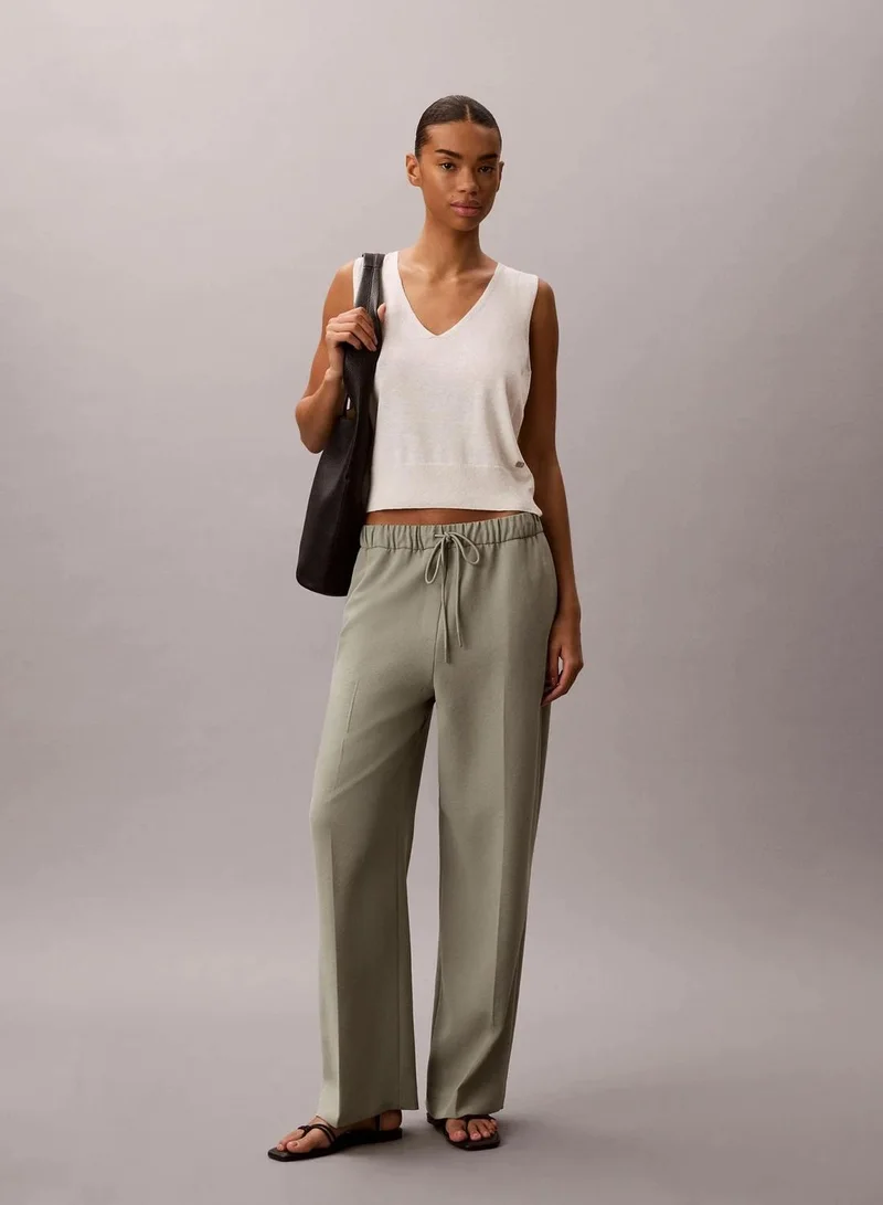Soft Twill Drawstring Trousers