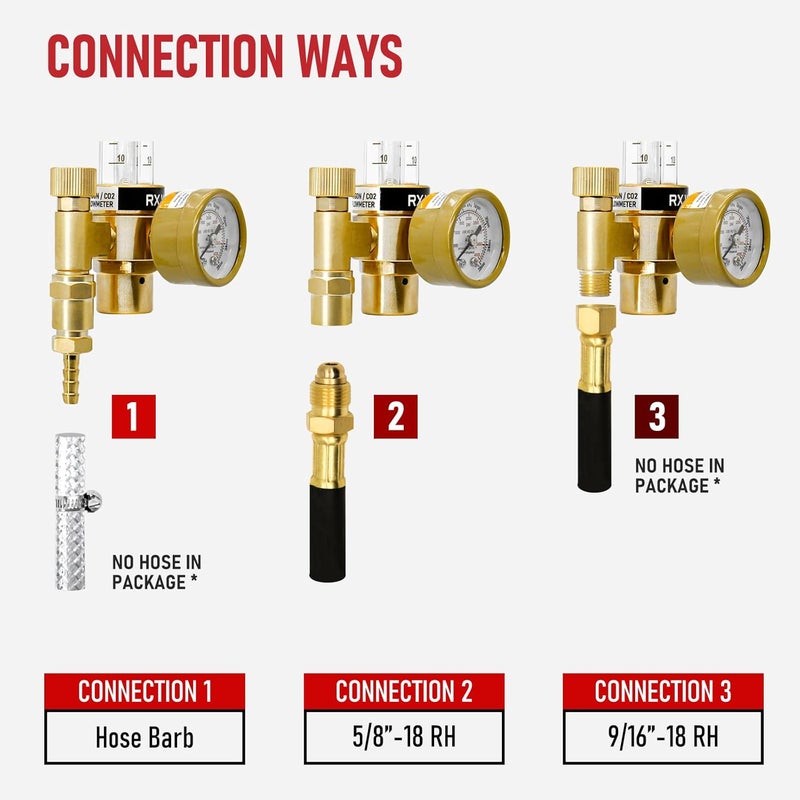 RX WELD Argon Regulator Flowmeter Gas Gauge for Mig Tig Weld with Gas Welding Hose - Image 3
