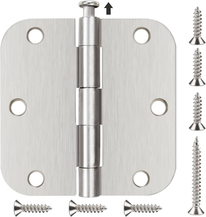 TDCHINGES 18 Pack Nickel Door Hinges Brushed Nickel 3 1/2 Interior Door Hinges Satin Nickel 3.5 Inch with 5/8” Radius Corners 3 ½"x 3 ½" Silver Hardware Controls - Image 1