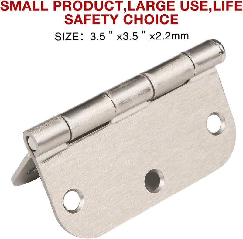 TDCHINGES 18 Pack Nickel Door Hinges Brushed Nickel 3 1/2 Interior Door Hinges Satin Nickel 3.5 Inch with 5/8” Radius Corners 3 ½"x 3 ½" Silver Hardware Controls - Image 3
