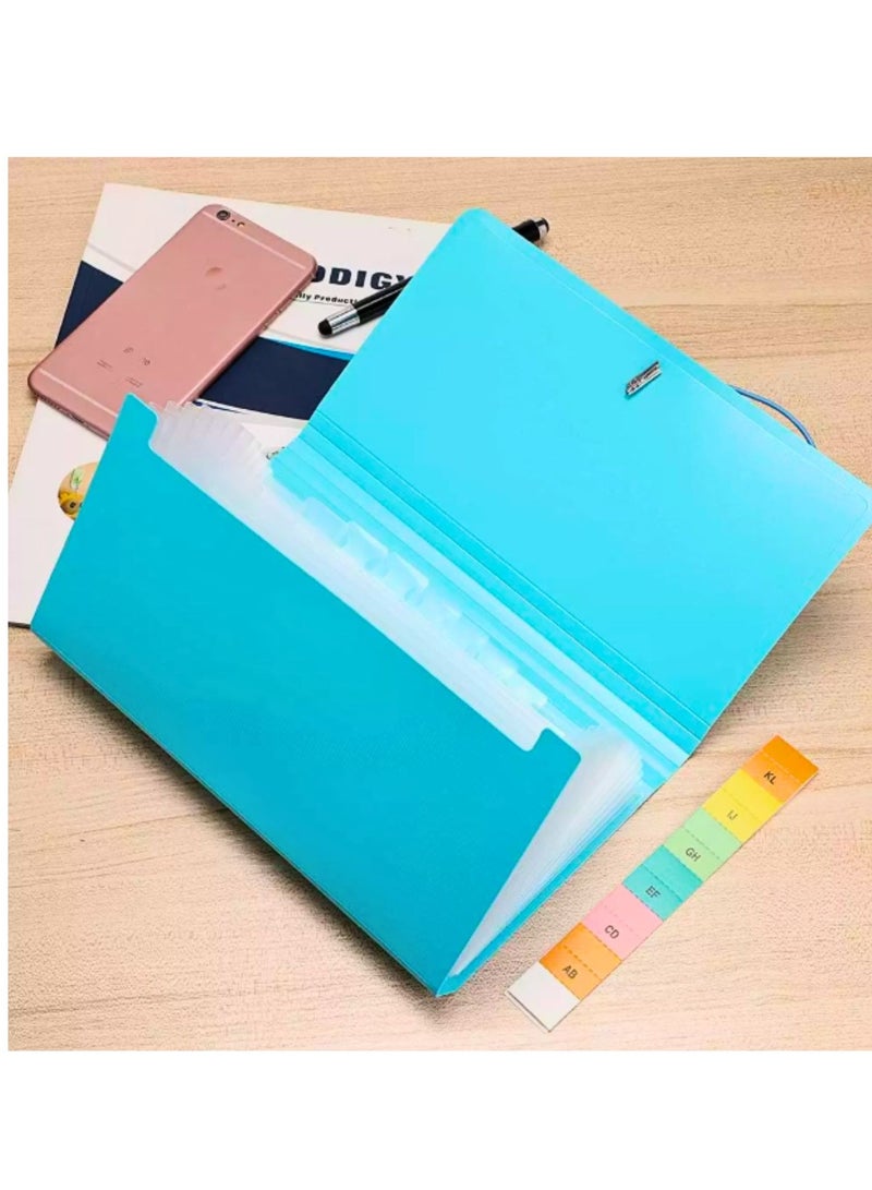 Generic 13 Pockets Expanding File Folders Portable Accordion A5 Expandable File Organizer Large Capacity Multicolour Stand Plastic BUSiness File Box  - Image 2