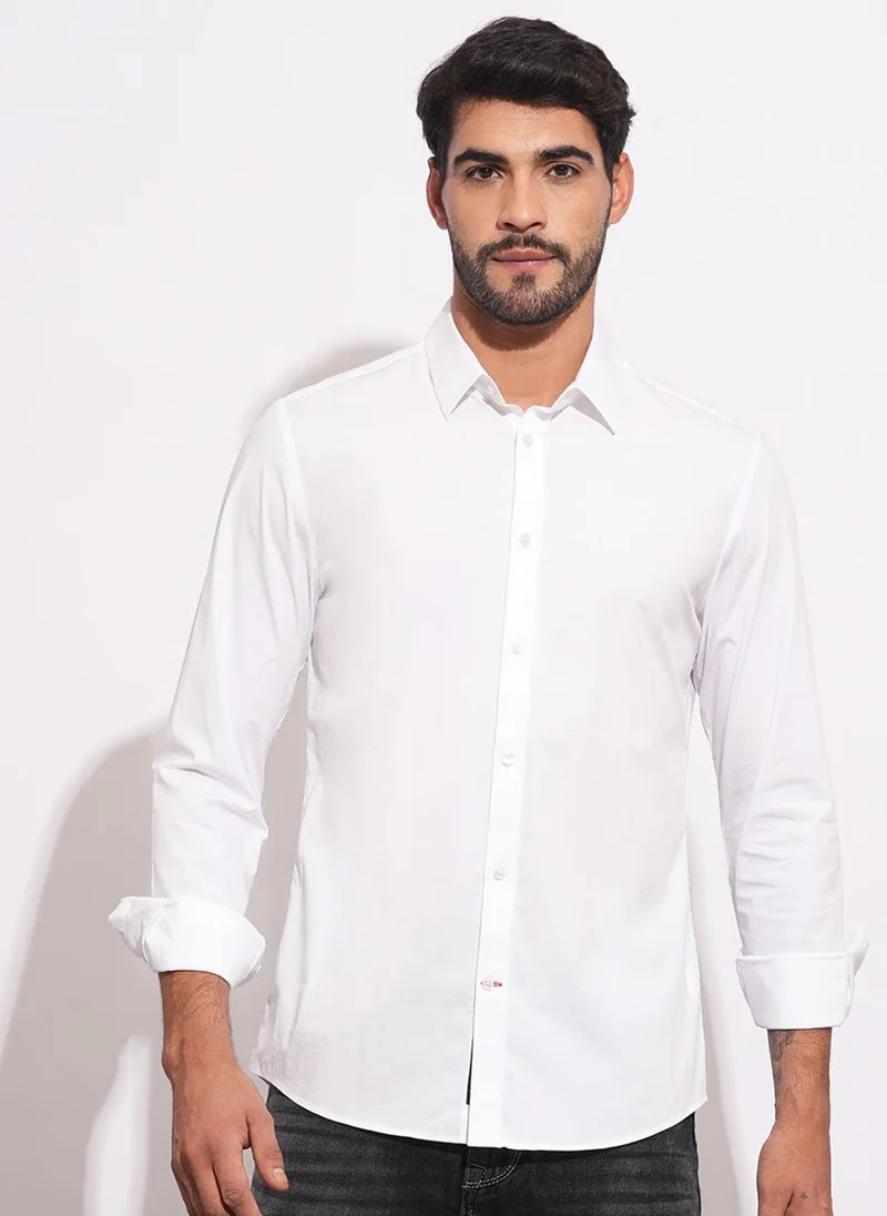 بيينغ هيومان Men Classic Slim Fit Opaque Casual Shirt