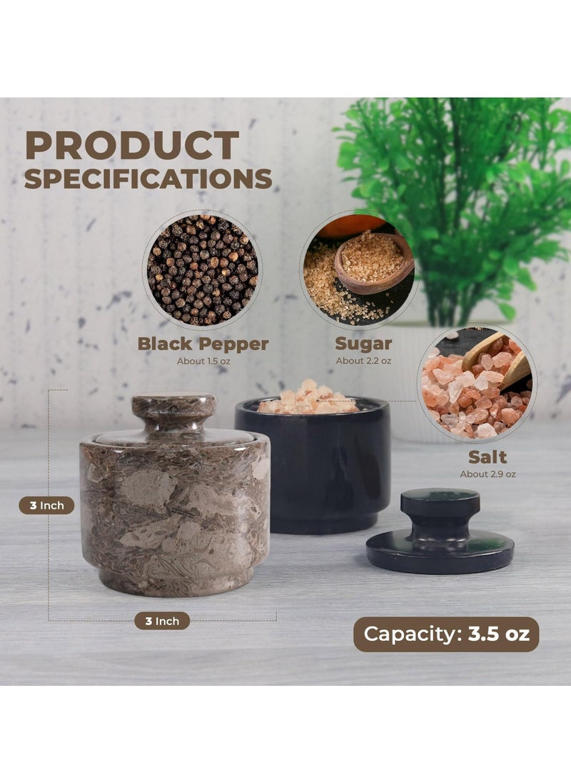 RADICALn Marble Salt Cellar 3" Black & Oceanic Sugar Dispenser with Lid Home Décor, Ideal Sugar & Salt Containers For Kitchen Storage  - Image 5
