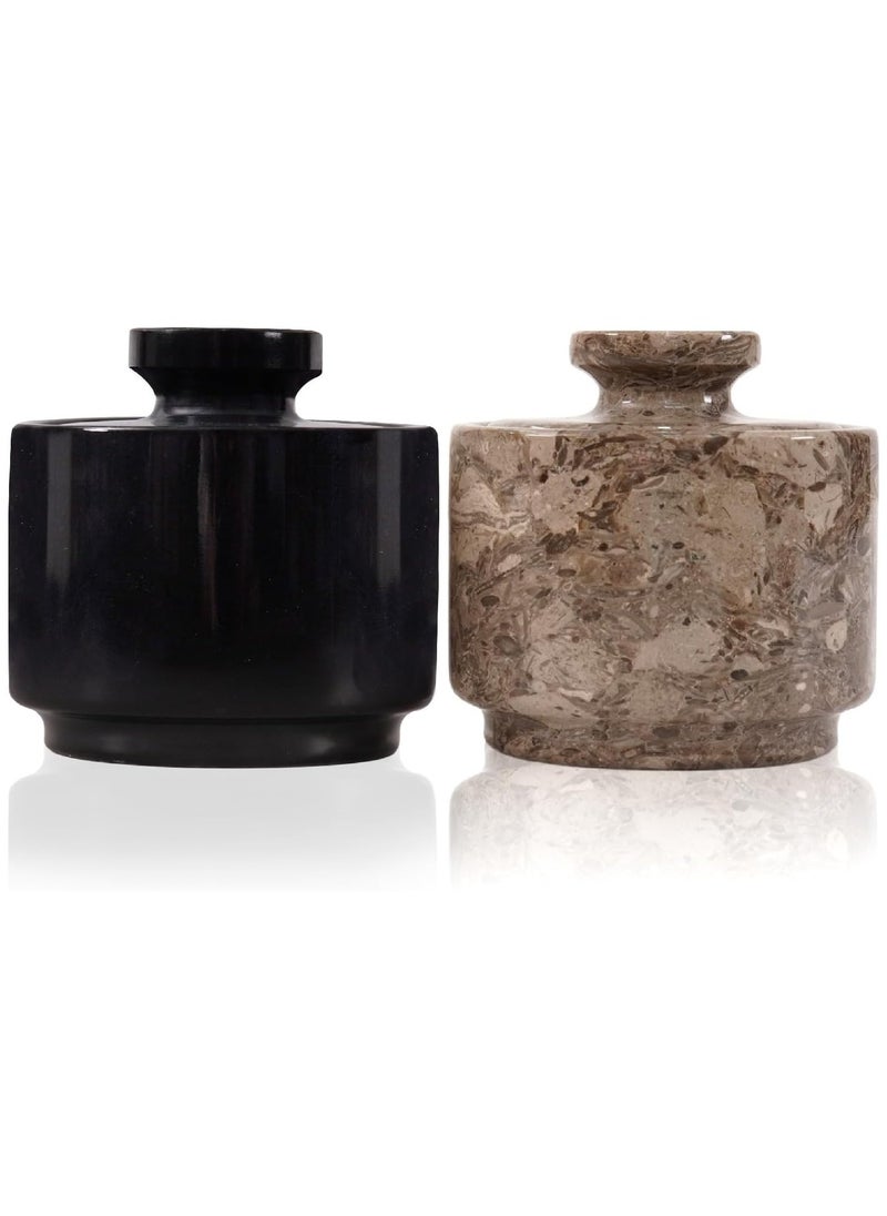 RADICALn Marble Salt Cellar 3" Black & Oceanic Sugar Dispenser with Lid Home Décor, Ideal Sugar & Salt Containers For Kitchen Storage  - Image 1