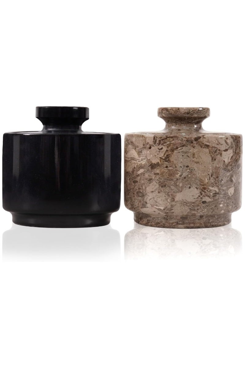 RADICALn Black & Oceanic Marble Salt Cellar with Lid | 3" Handmade Sugar & Salt Container for Kitchen & Home Décor - Image 1