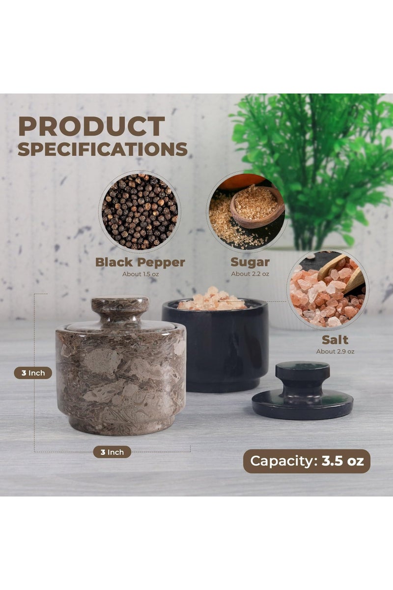 RADICALn Black & Oceanic Marble Salt Cellar with Lid | 3" Handmade Sugar & Salt Container for Kitchen & Home Décor - Image 5