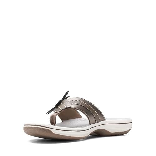 Clarks Women's Brinkley Flora Cloudsteppers Flip-Flops, Pewter, 9 - Image 5
