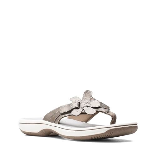 Clarks Women's Brinkley Flora Cloudsteppers Flip-Flops, Pewter, 9 - Image 3