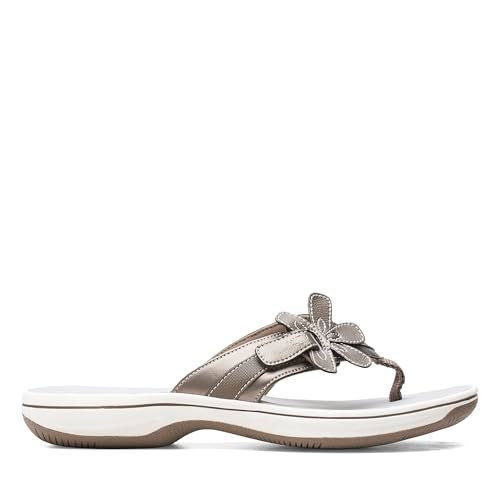 Clarks Women's Brinkley Flora Cloudsteppers Flip-Flops, Pewter, 9 - Image 2