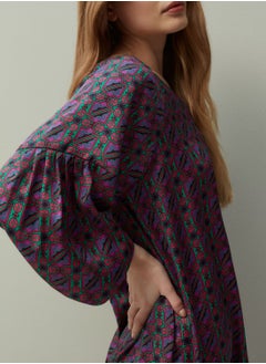 Ovs OVS Piombo Short Dress In Satin With Majolica Pattern Print  - Image 4