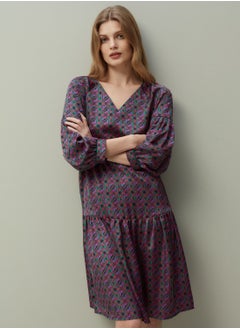 Ovs OVS Piombo Short Dress In Satin With Majolica Pattern Print  - Image 1