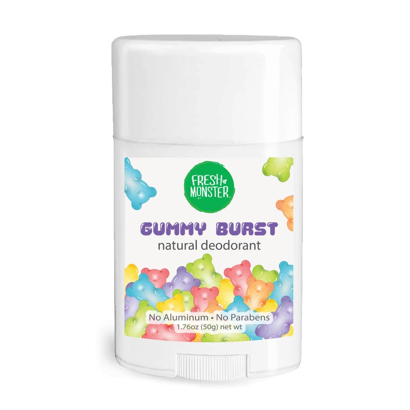 Fresh Monster مزيل العرق الطبيعي Fresh Monster للأطفال والمراهقين، خالٍ من الألومنيوم والبارابين، مضاد للحساسية، Gummy Burst (1.76 أونصة) - Image 1