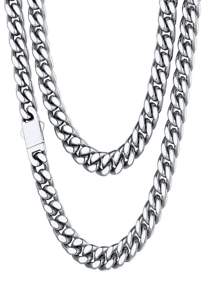 ChainsHouse Stainless Steel Mens Cuban Link Chain, Miami Cuban Chain Necklace for Men, 9mm Wide Hip Hop Mens Jewelry, 18" - Image 1