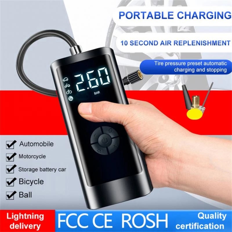 Portable Smart Digital Air Pressure Electric Inflator Pump Black For Cars Automobile Inflatable mat - Image 2