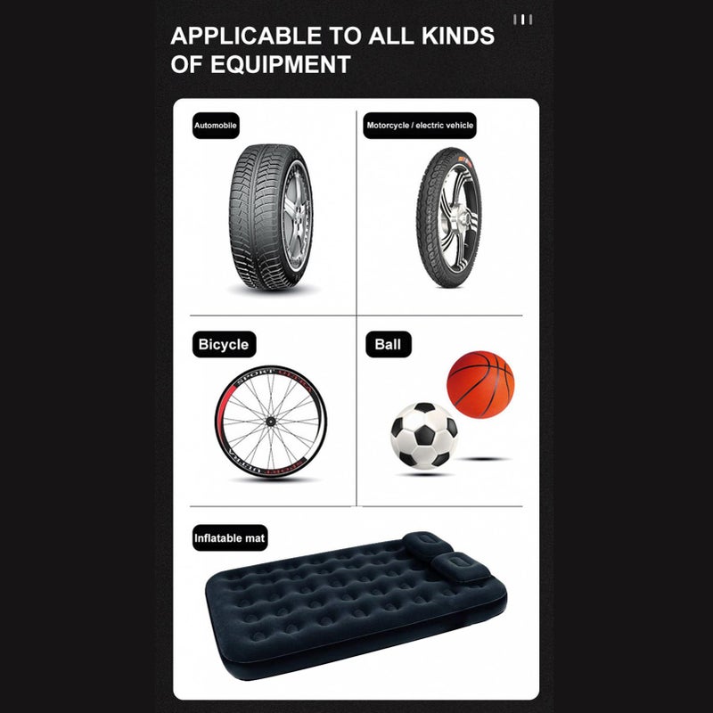 Portable Smart Digital Air Pressure Electric Inflator Pump Black For Cars Automobile Inflatable mat - Image 4