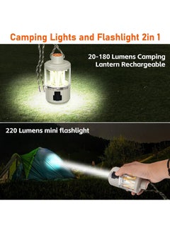 Meetion Camping Lantern Rechargeable, LED Camping Light with Flashlight, 4 Light Modes, Long Press for Stepless Dimming, Portable Tent Lantern for Power Outage, Household, Camping, Emergency  - Image 5
